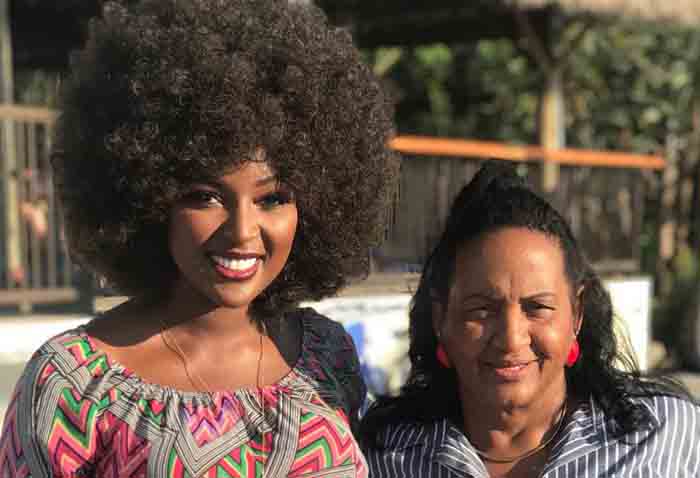 Ana Maria Oleaga and her daughter Amara La Negra taking picture together